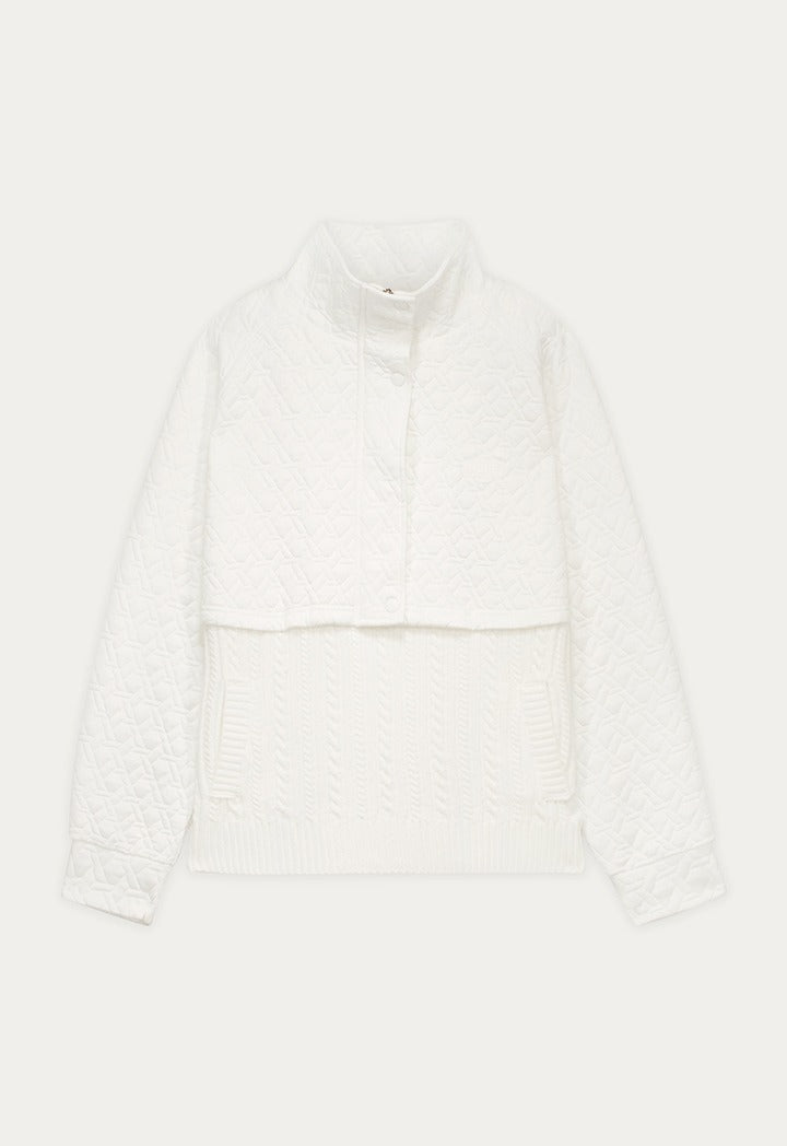 High Neck Quilted Sweatshirt Off White