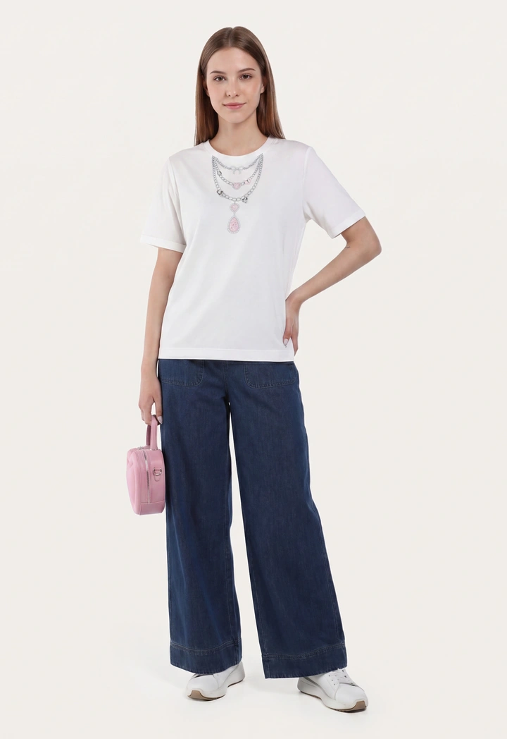 Charm Embellished Printed Top