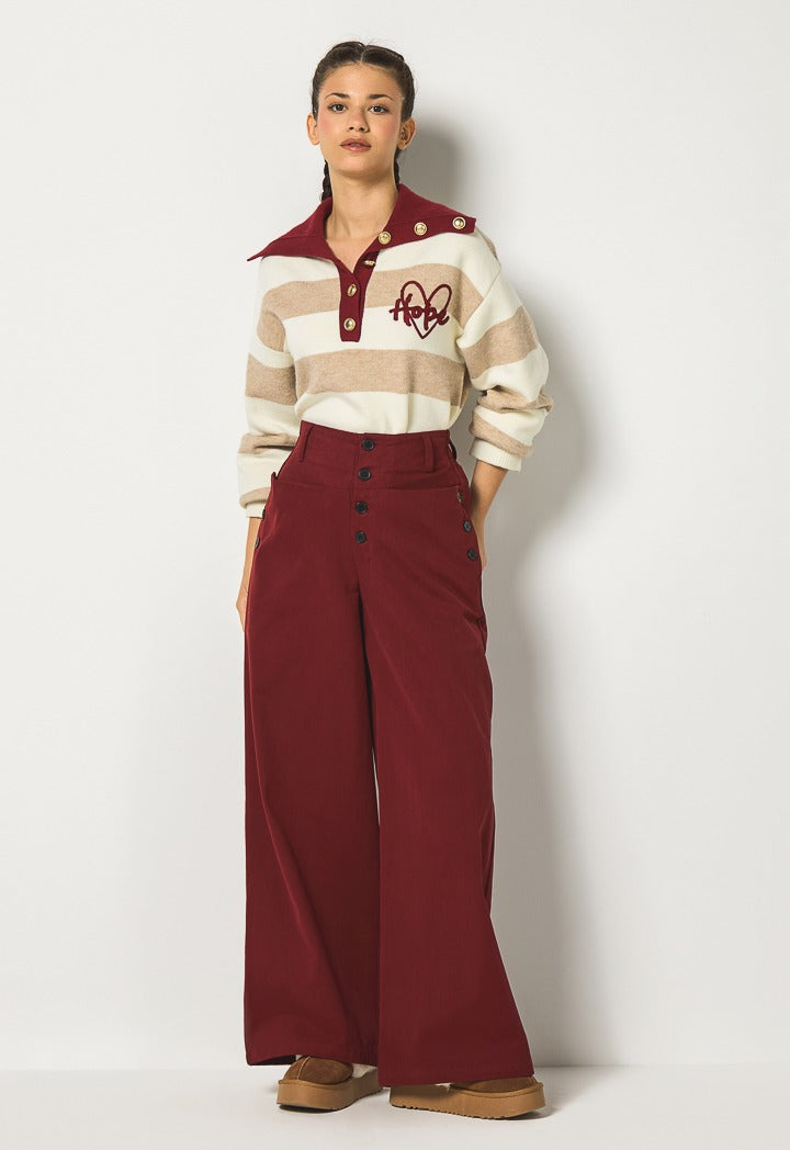 Hope High Waist Wide Leg Trousers Burgundy