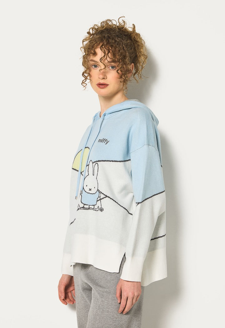 Miffy Knitted Hoodie Light Blue