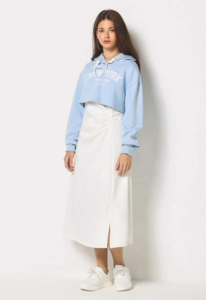 Hope Cropped Hoodie Dress Combo (2Pcs) Off White