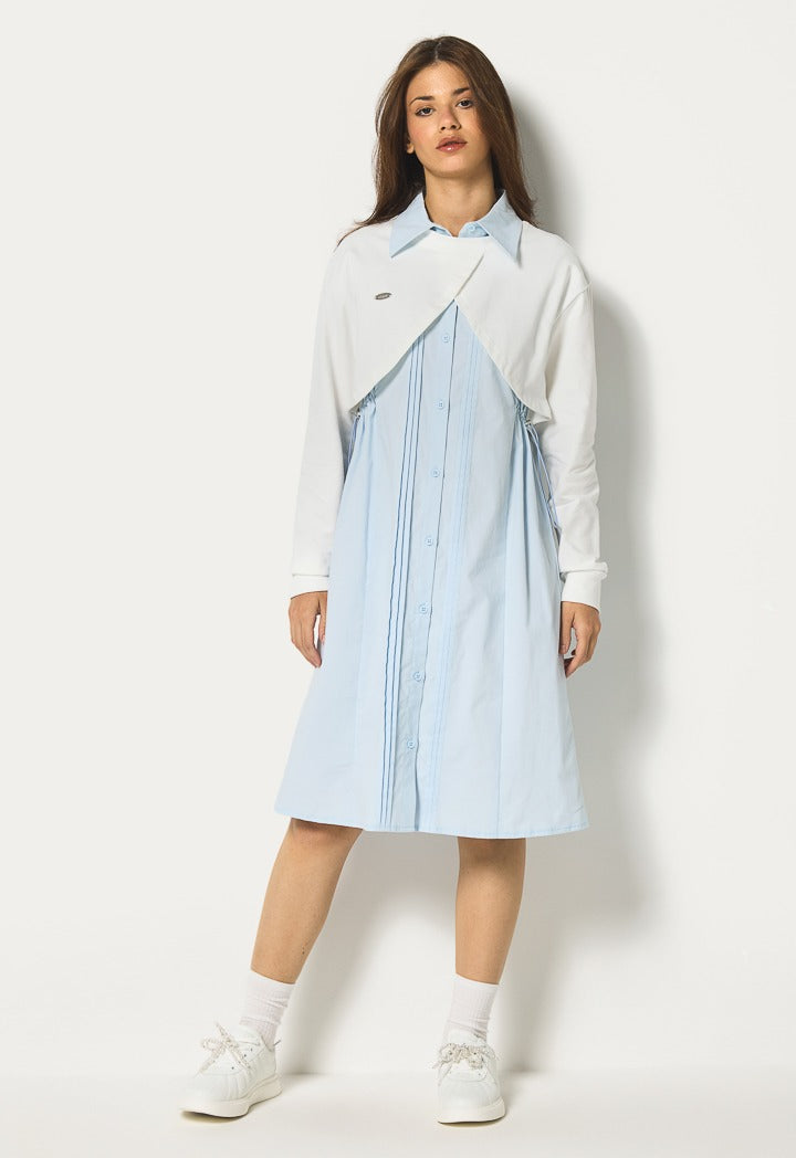 Hope Attached Vest Button Dress Light Blue