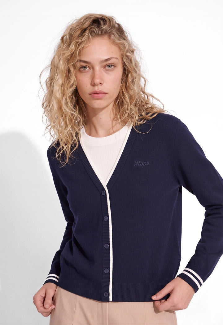 Cardigan-Look Knit Sweater