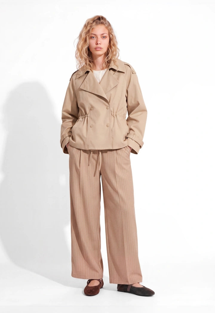 Folded-Waistband Wide-Leg Trousers