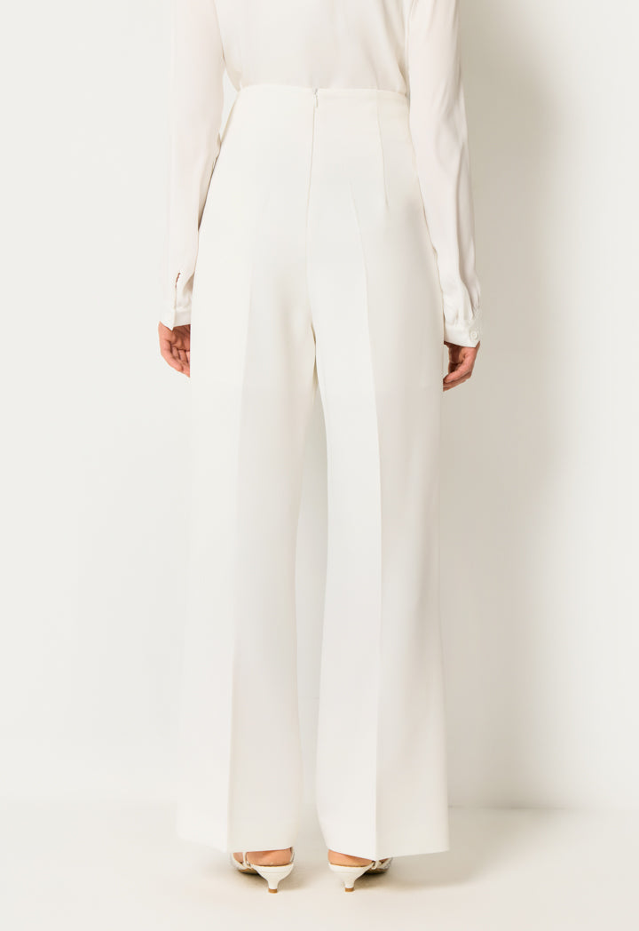 Bow Detail Wide-Leg Pants Off White
