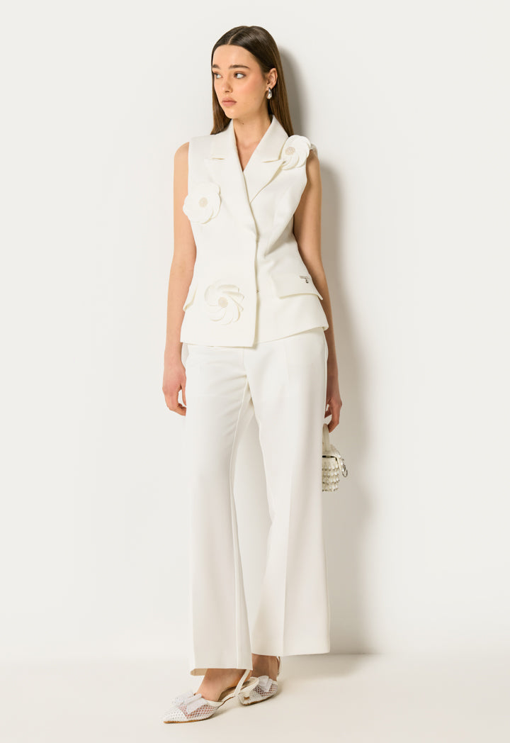 Double-Breasted Floral Vest Off White