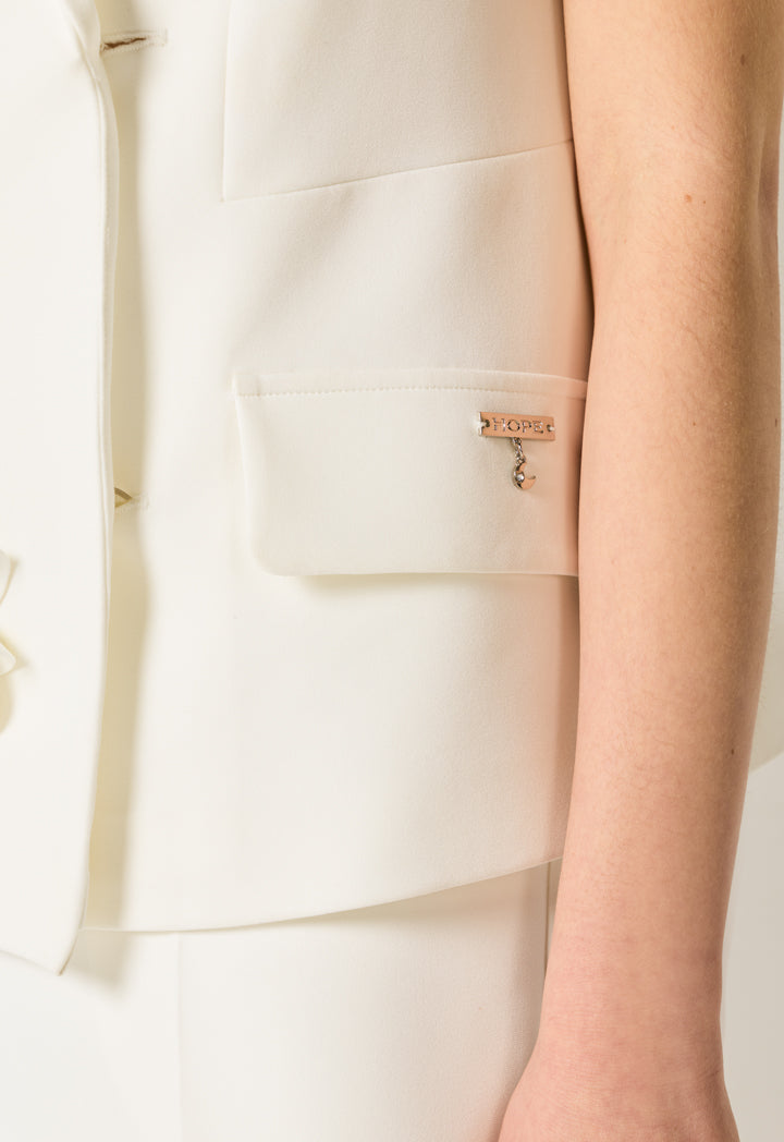 Double-Breasted Floral Vest Off White