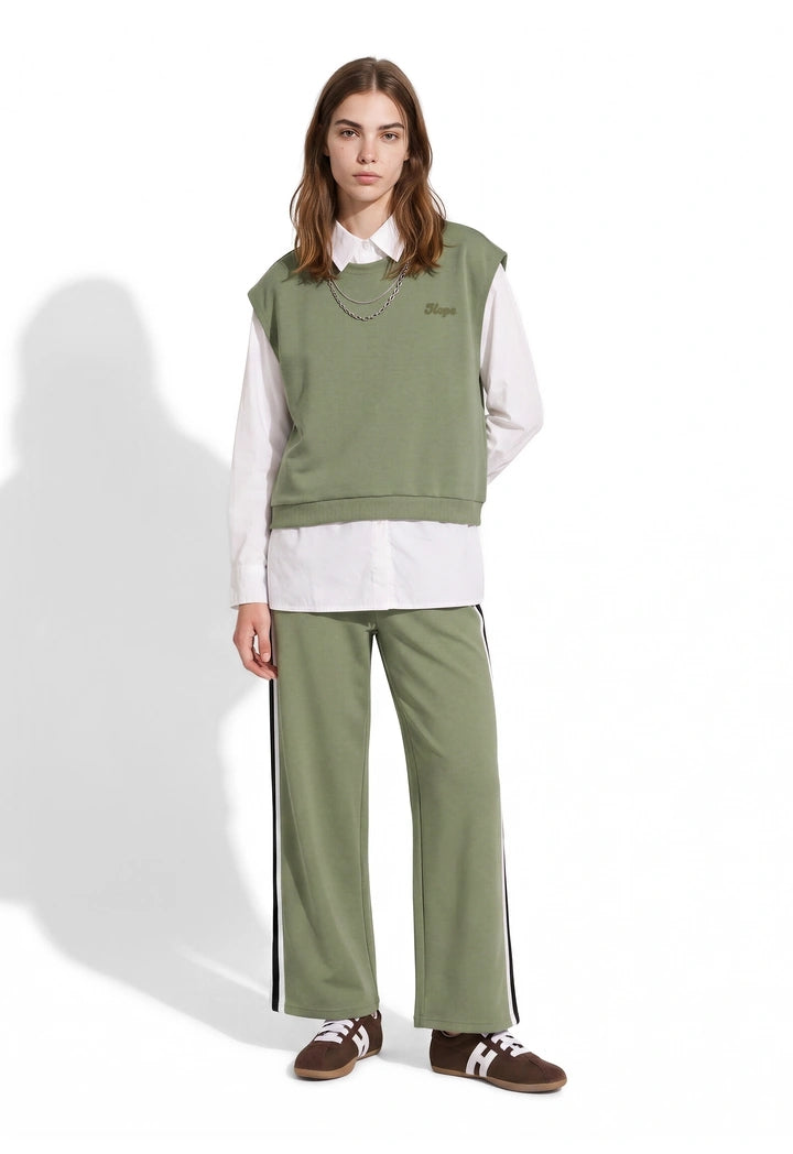 Side-Stripe Wide-Leg Trousers