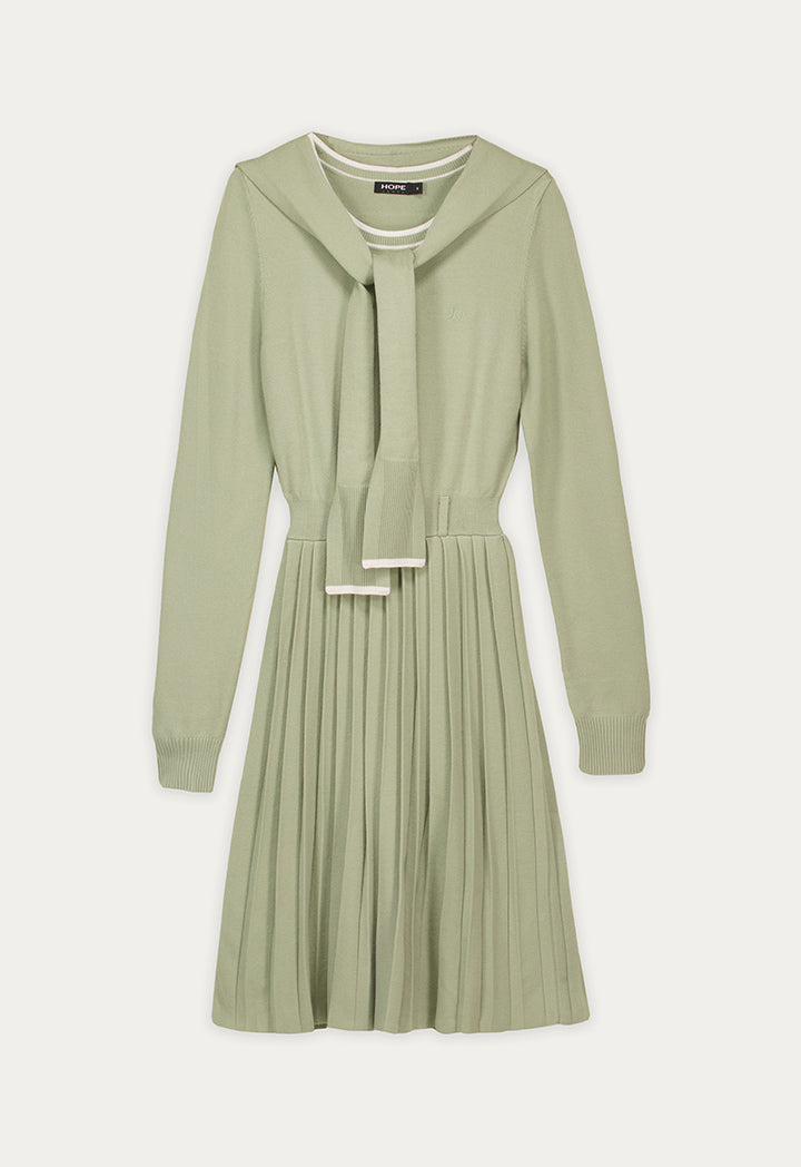 Knit Dress with Detachable Scarf