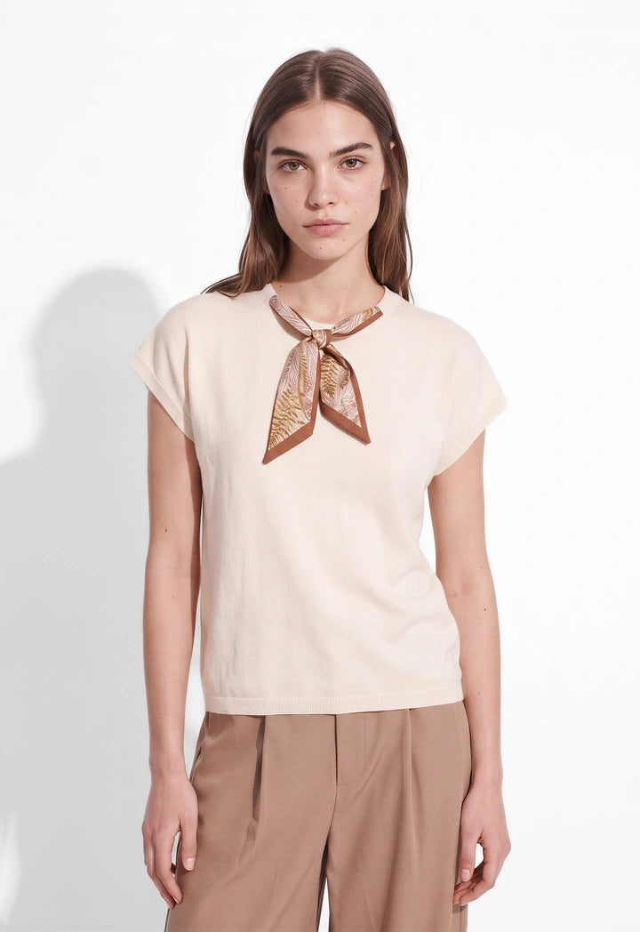Knit Top with Detachable Tie-Neck
