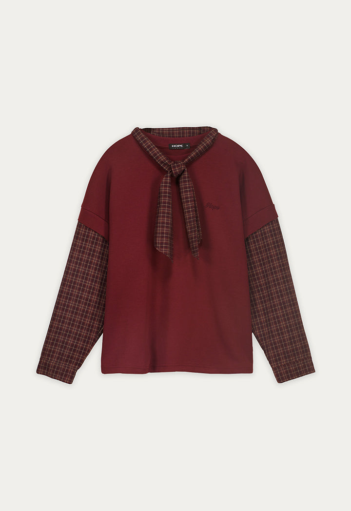 Plaid Sleeve Sweatshirt