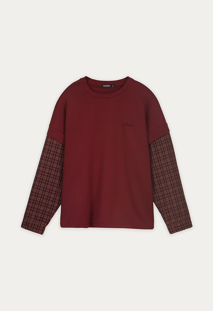 Plaid Sleeve Sweatshirt