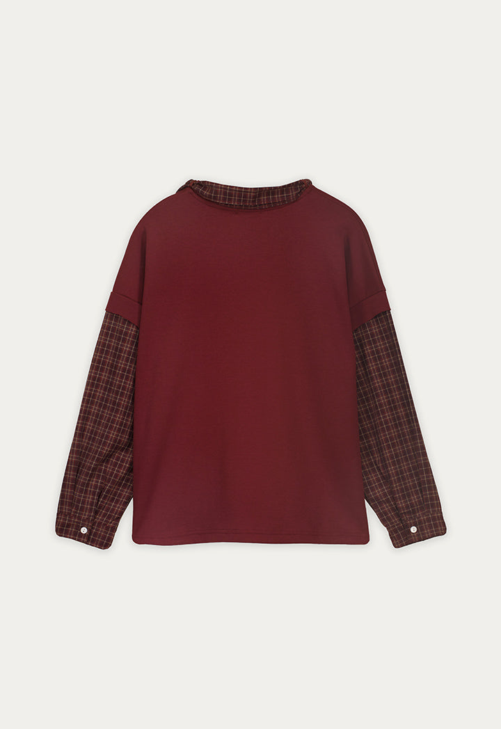 Plaid Sleeve Sweatshirt