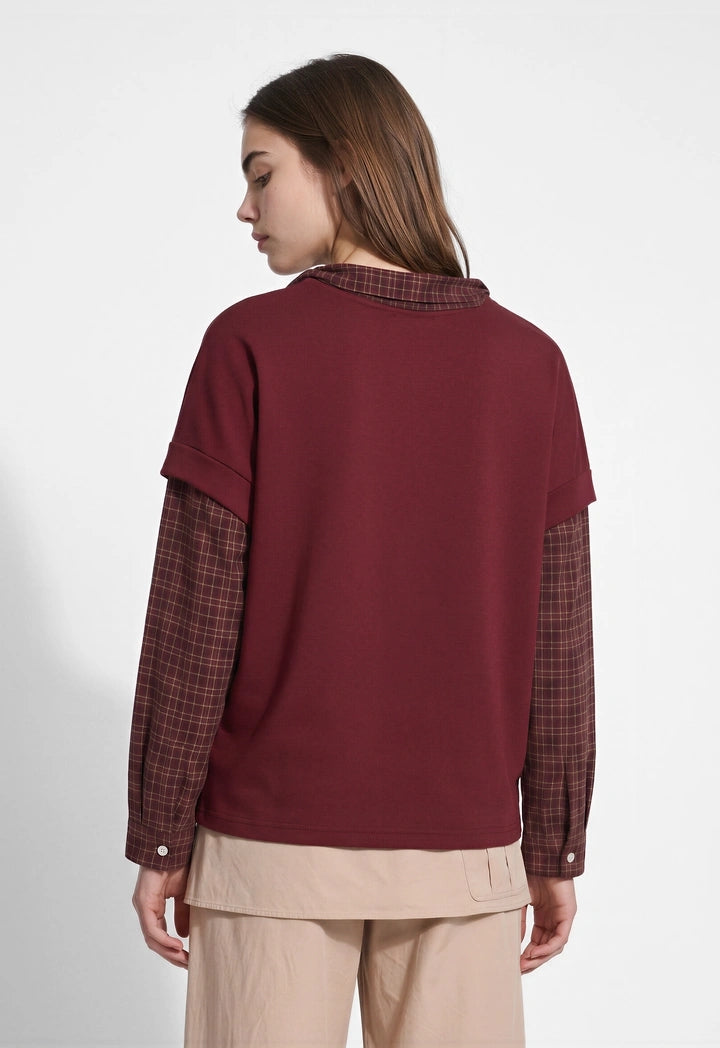 Plaid Sleeve Sweatshirt