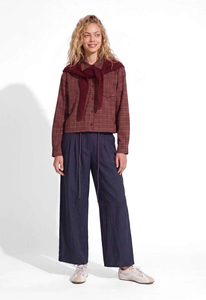 Braided-Belt Pleated Trousers