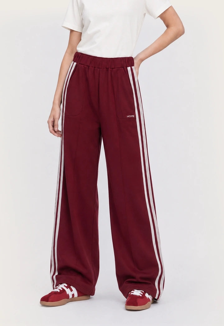 Side Stripe Wide-Leg Trousers