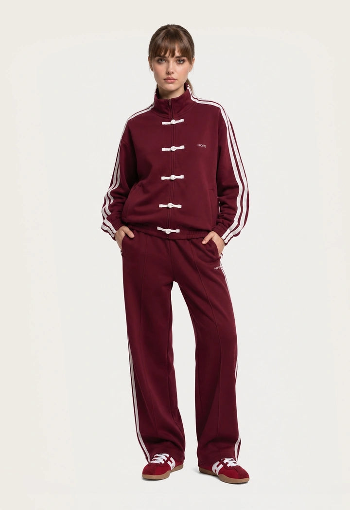 Side Stripe Wide-Leg Trousers