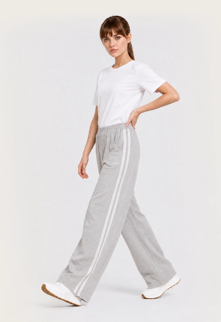 Side Stripe Wide-Leg Trousers