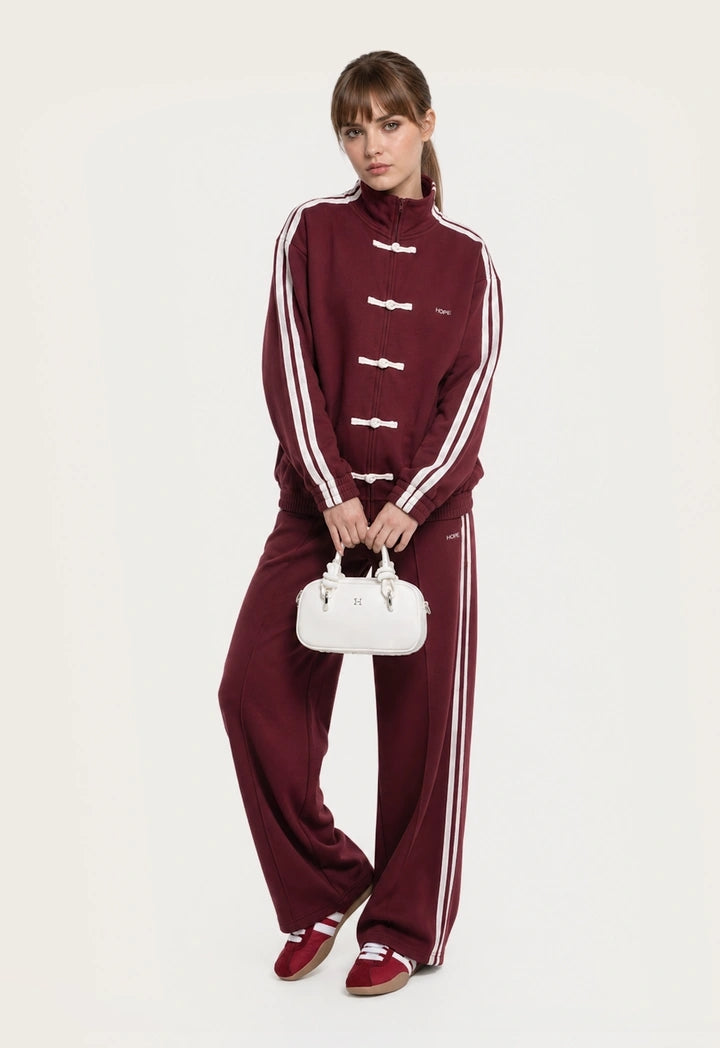 Side Stripe Wide-Leg Trousers