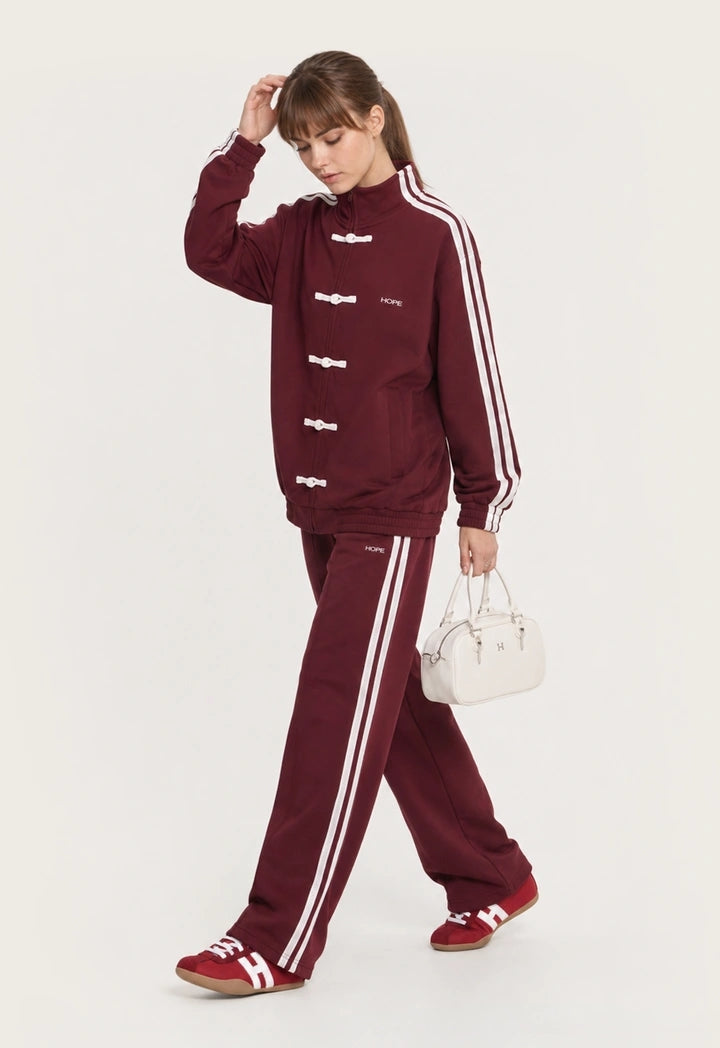 Side Stripe Wide-Leg Trousers