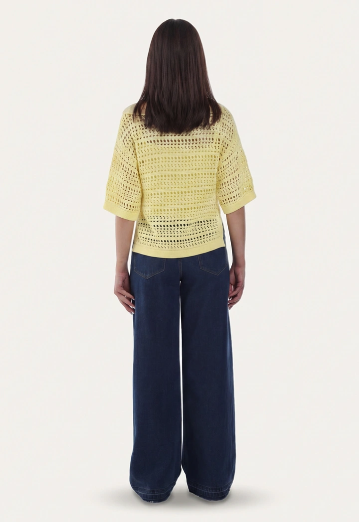 Cutwork Knitted T-Shirt with Inner Top