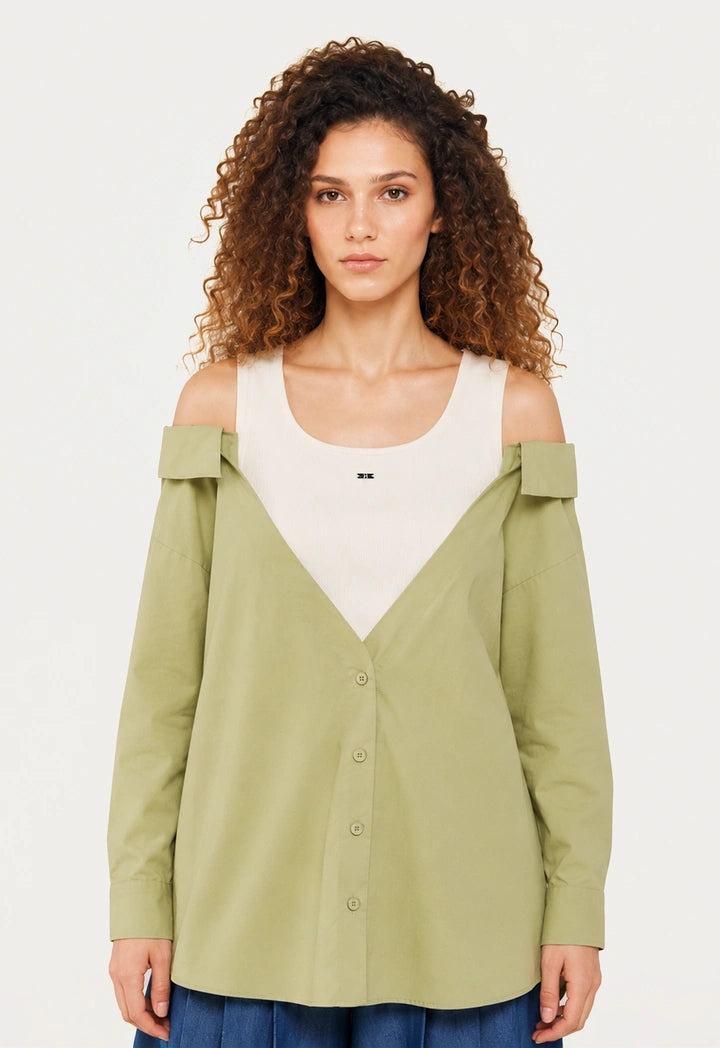 Cold Shoulder Shirt with Top Details