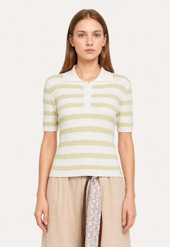 Textured Striped Knit Top
