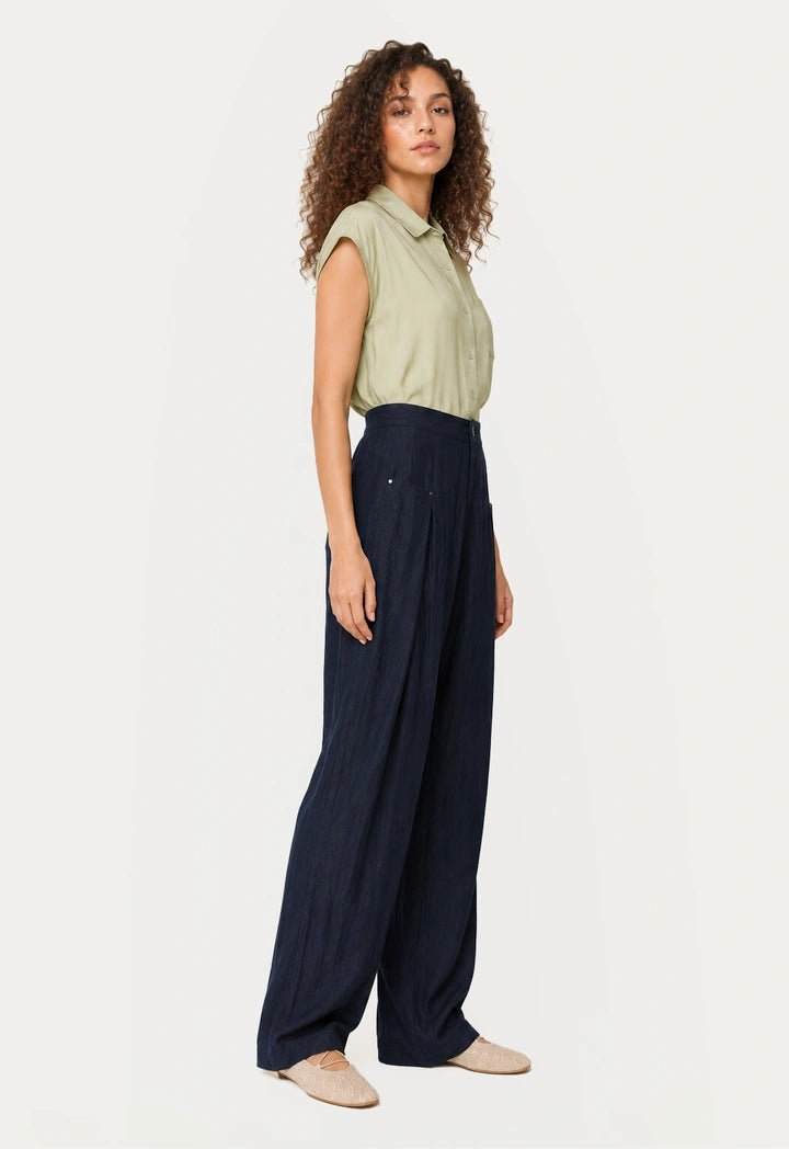 Wide-Leg High Waist Trousers