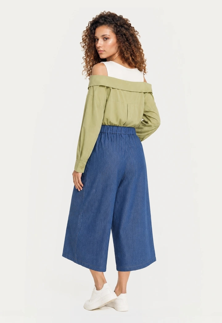 Wide-Leg Pleated Trousers