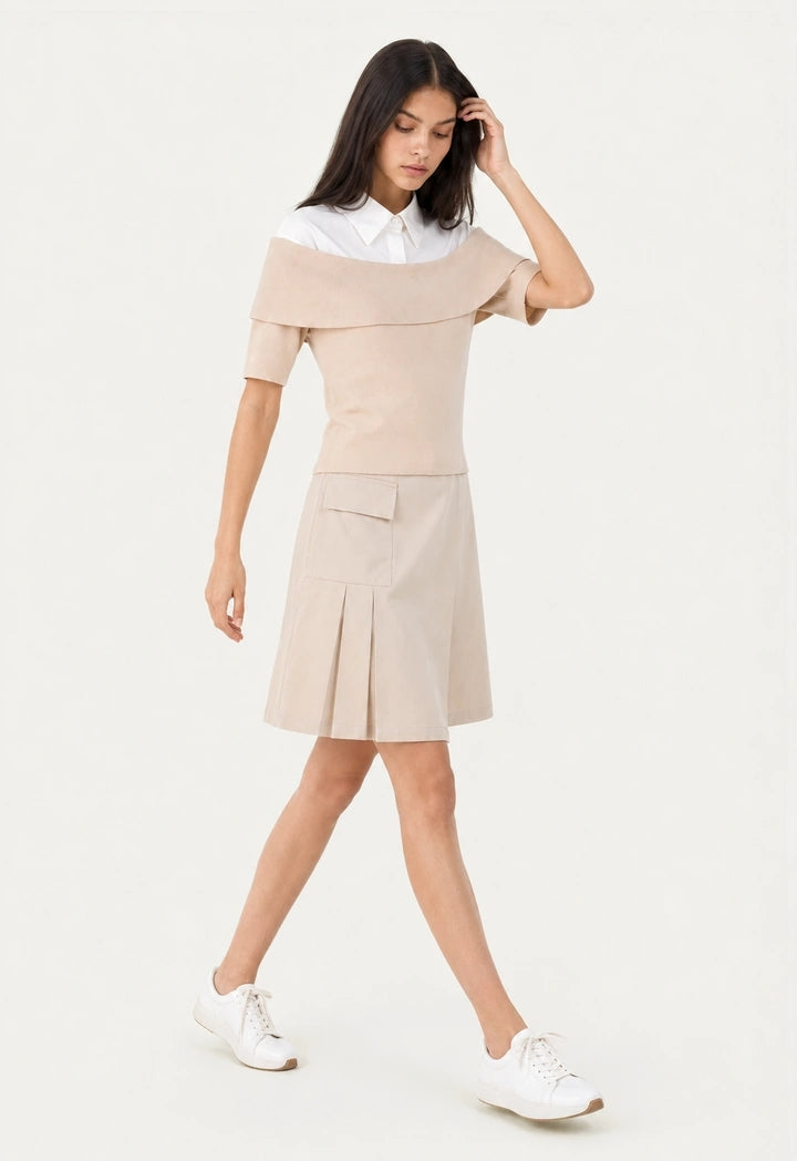 Knitted Blouse with Shirt Details