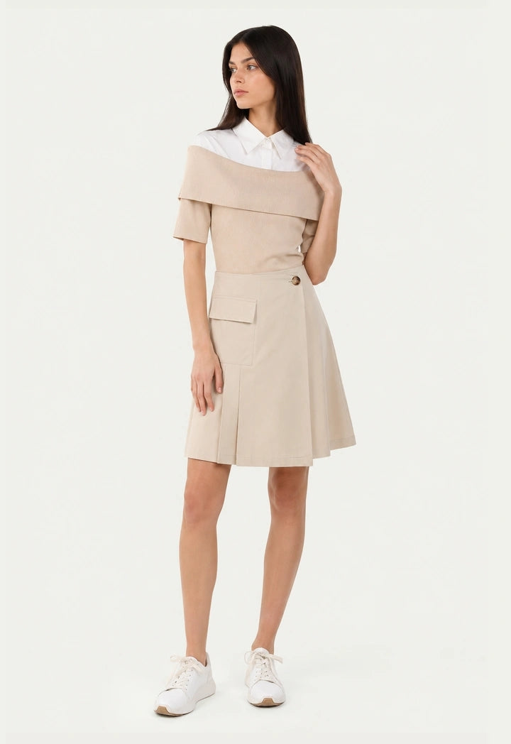 Wrapped Asymmetric Solid Skirt