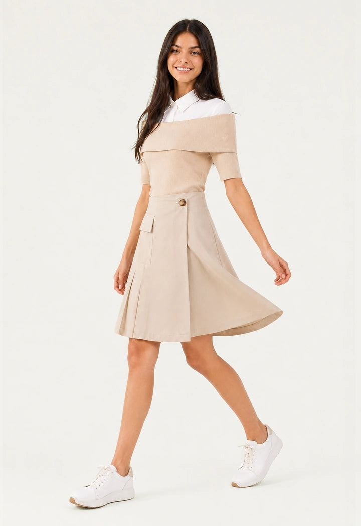 Wrapped Asymmetric Solid Skirt