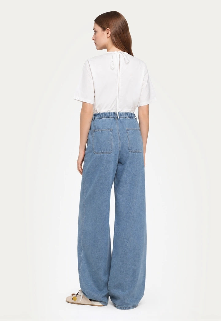 Stitches Detailed Solid Blouse