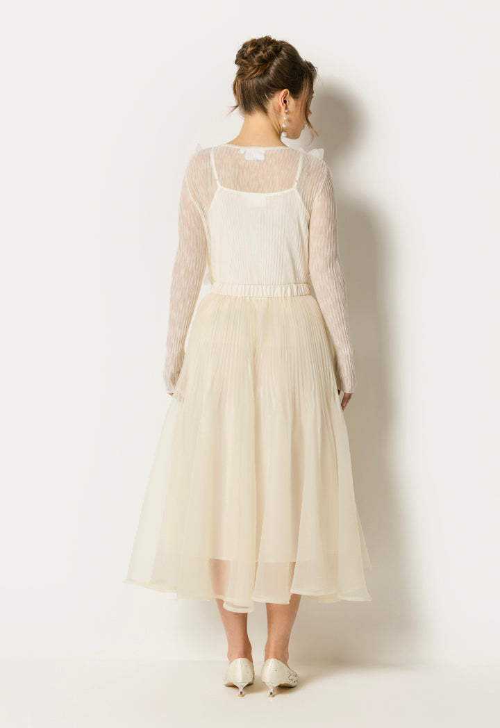 Floral Organza Midi Skirt Champagne