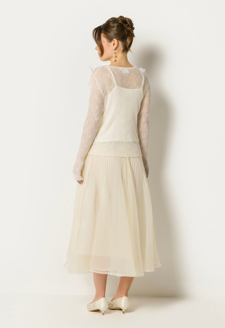 Flower Detail Button Cardigan Champagne