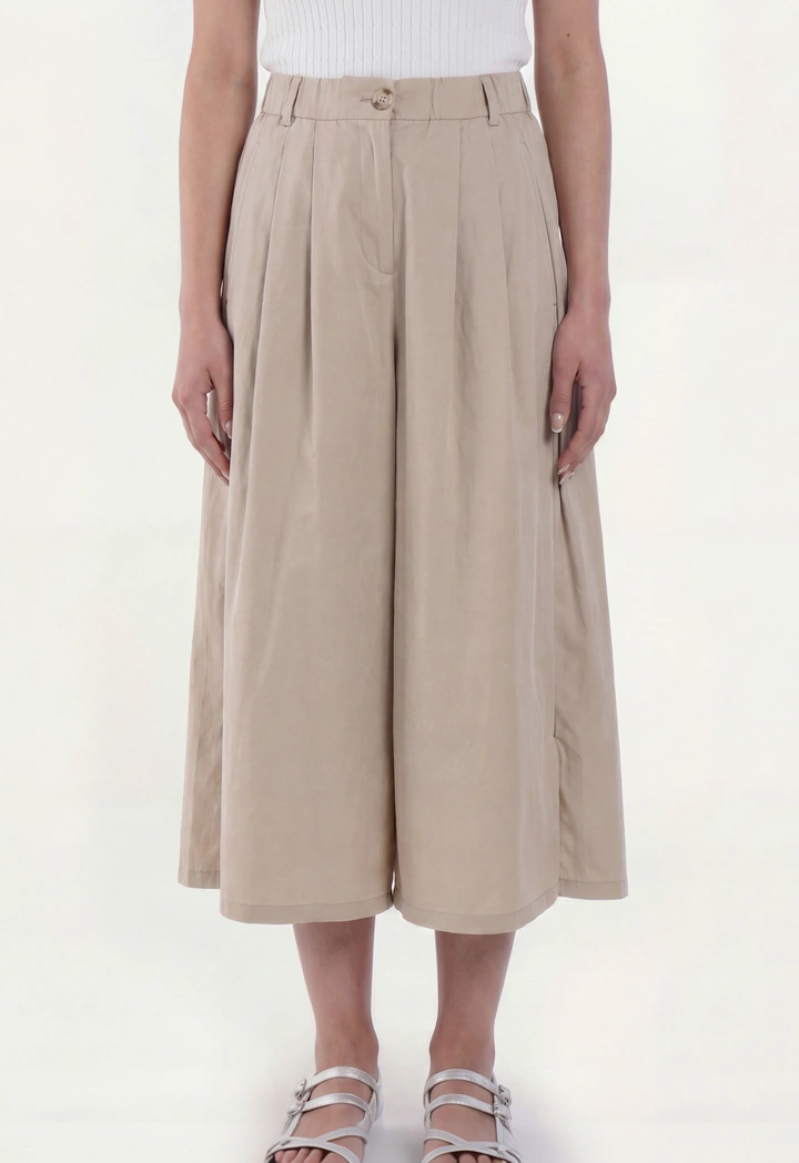High Waist Wide Leg Solid Trousers