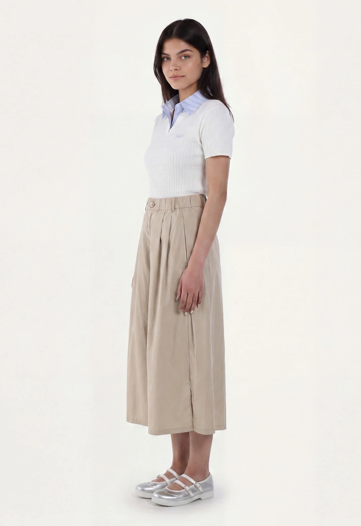 High Waist Wide Leg Solid Trousers