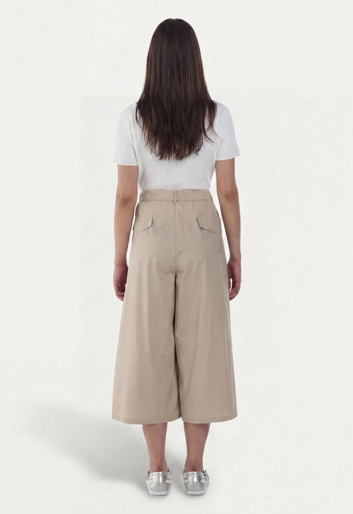 High Waist Wide Leg Solid Trousers