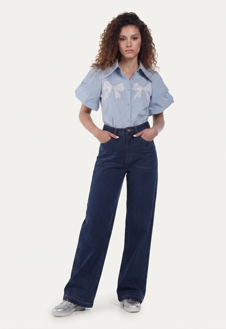 Solid Shirt with Bow Patches