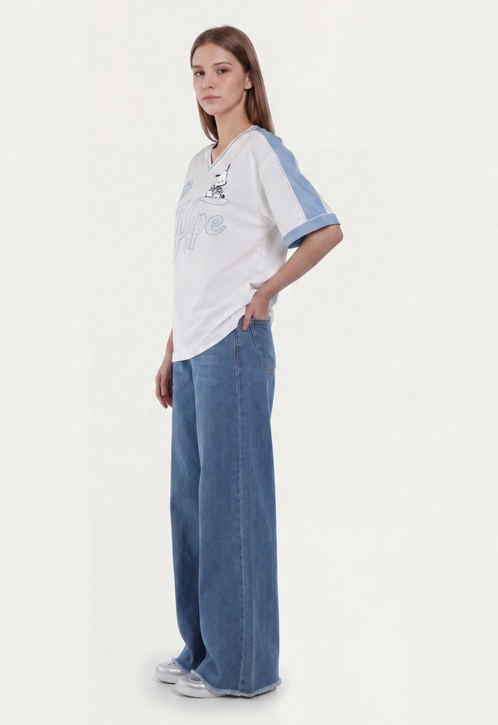 Frayed Hem Wide Leg Jeans