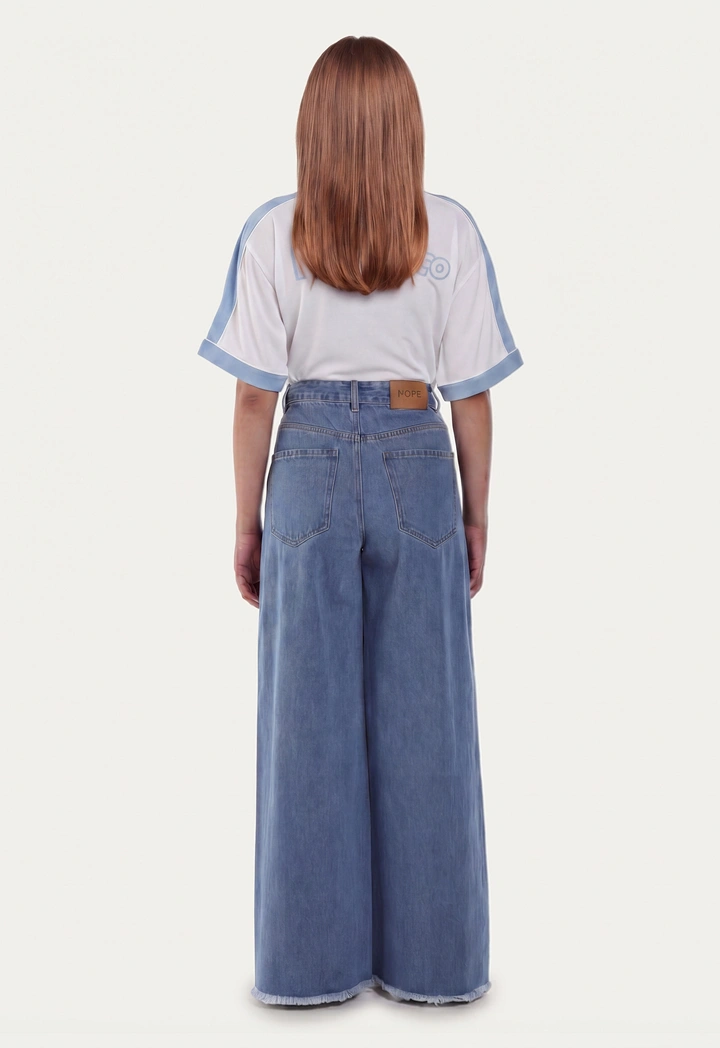 Frayed Hem Wide Leg Jeans