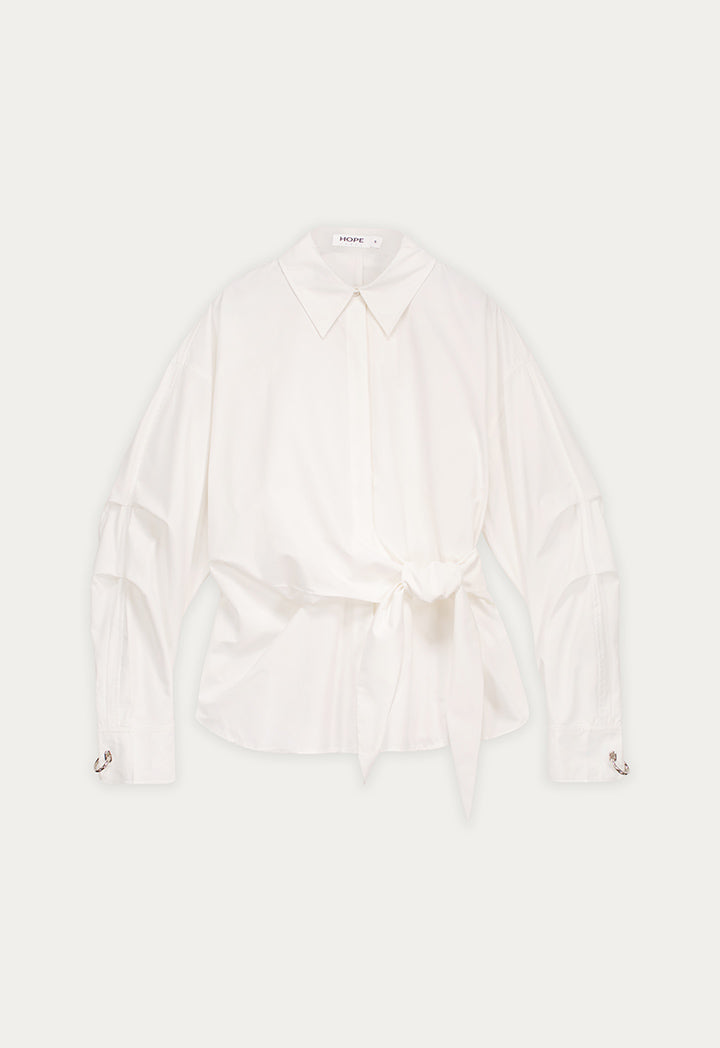 Tie-Waist Solid Shirt