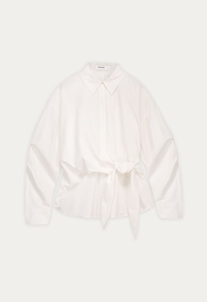 Tie-Waist Solid Shirt