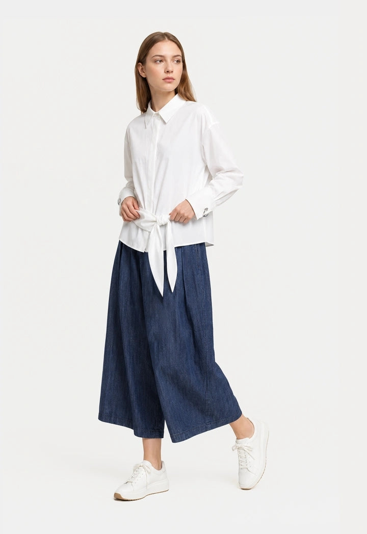Tie-Waist Solid Shirt