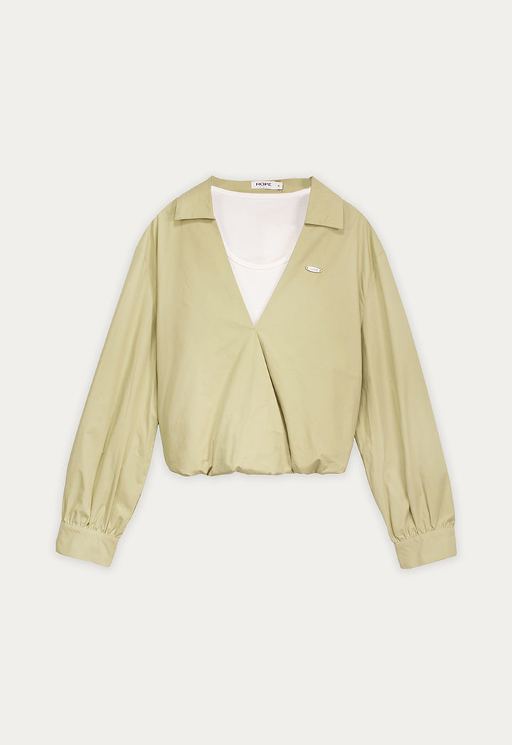 Balloon-Style Lined Blouse