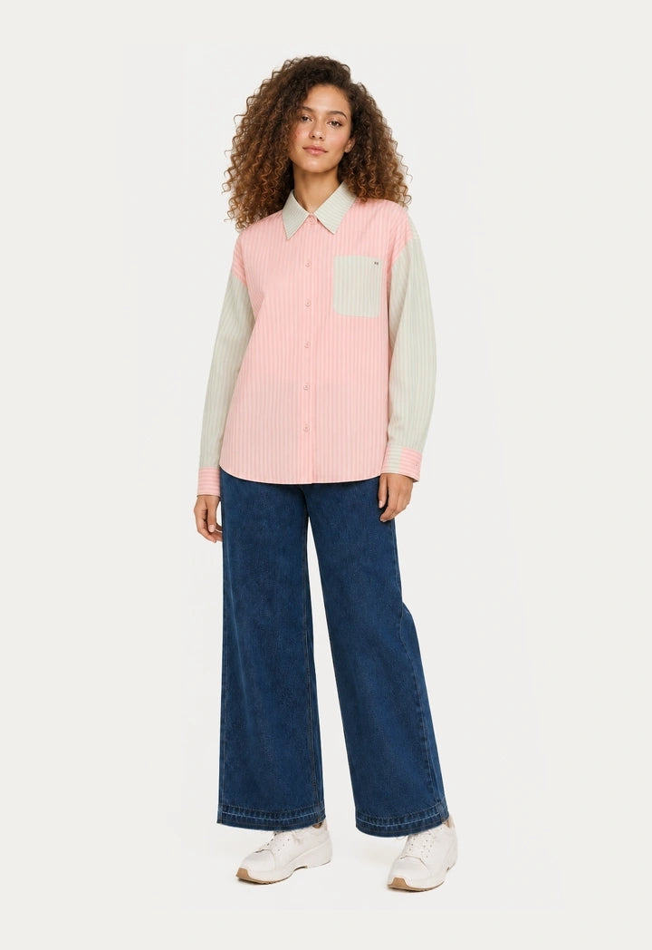 Color-Block Striped Shirt