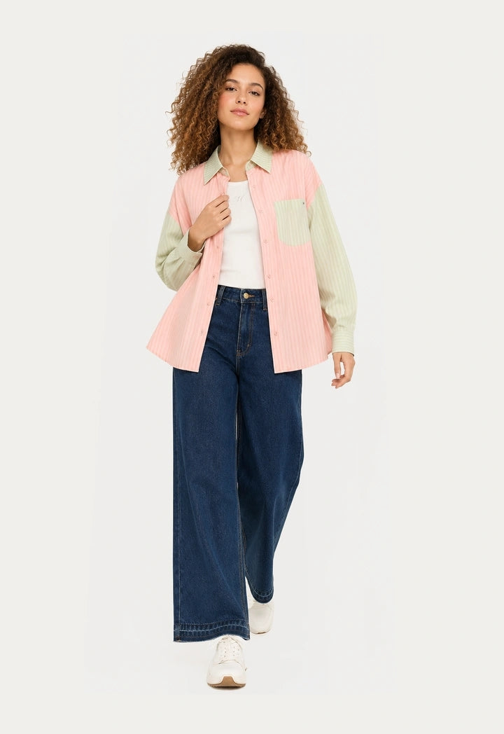Color-Block Striped Shirt