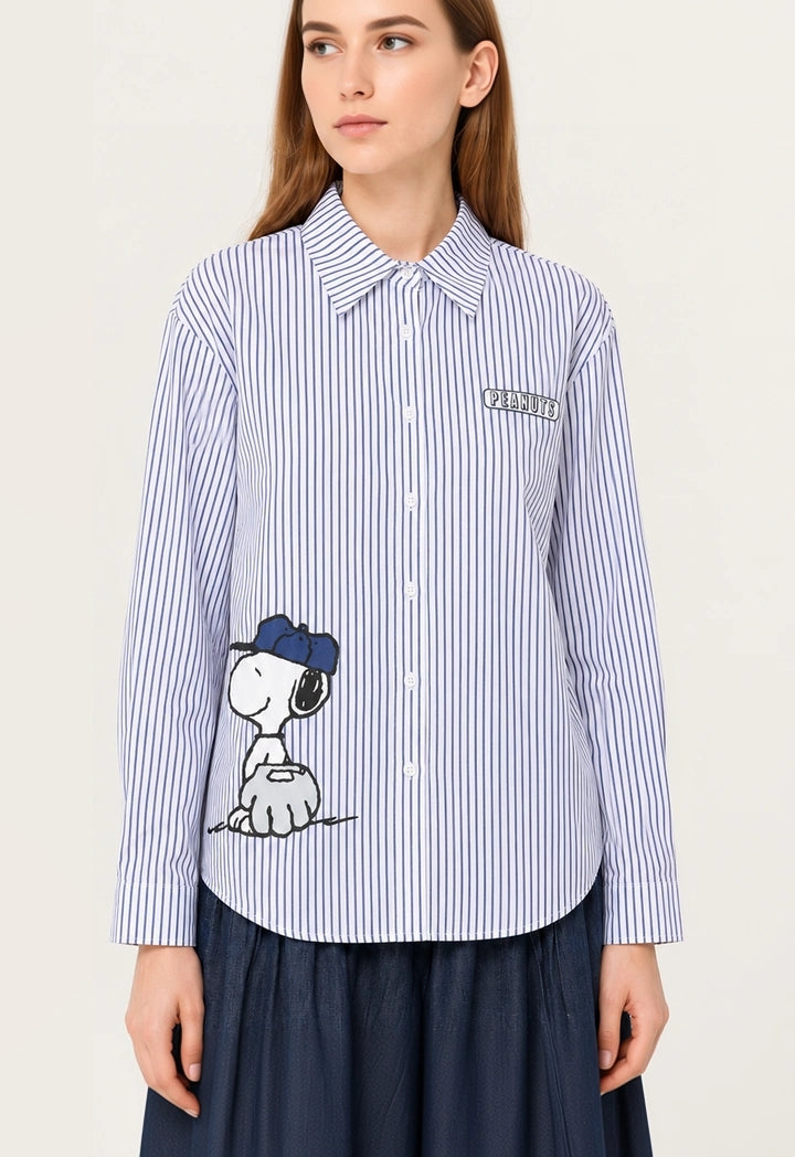 Snoopy Printed Striped Shirt