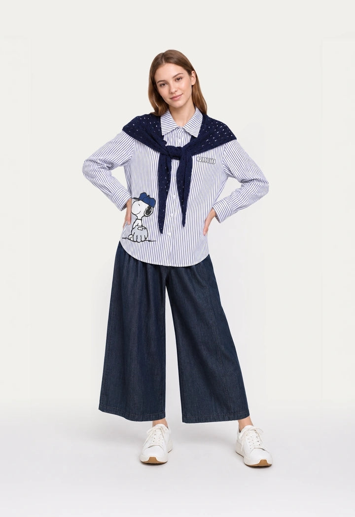 Snoopy Printed Striped Shirt