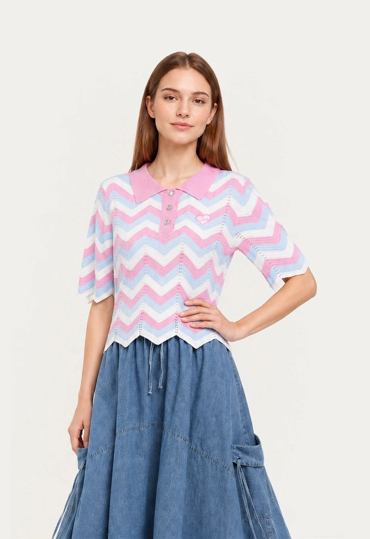 Contrast Knitted Top